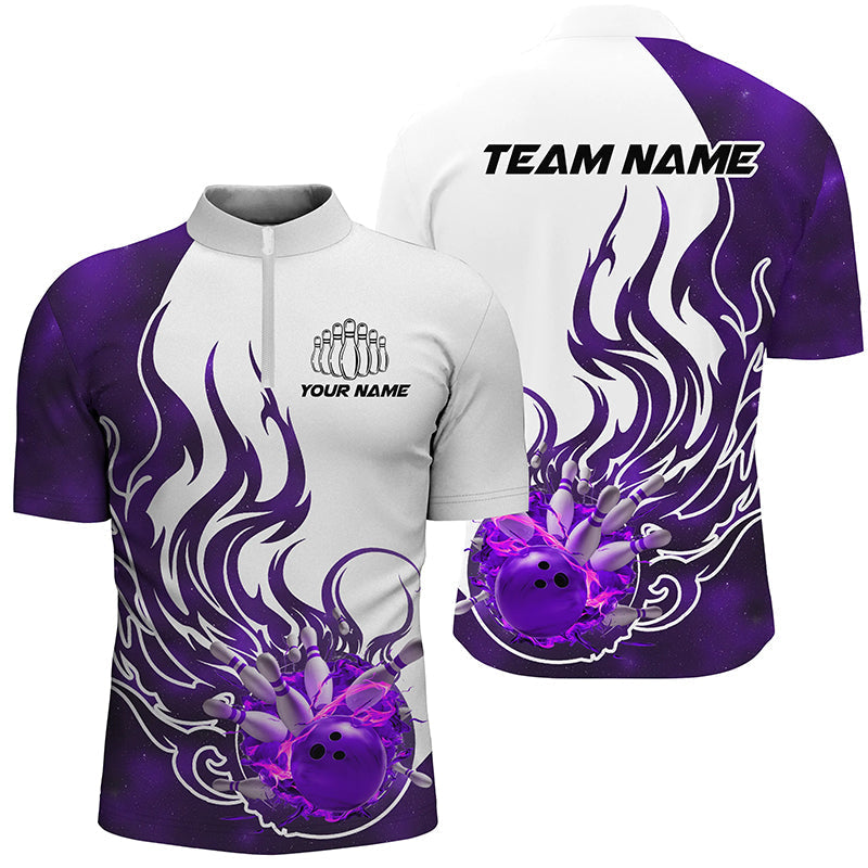 Men's Purple Flame Galaxy Bowling Shirts I7086