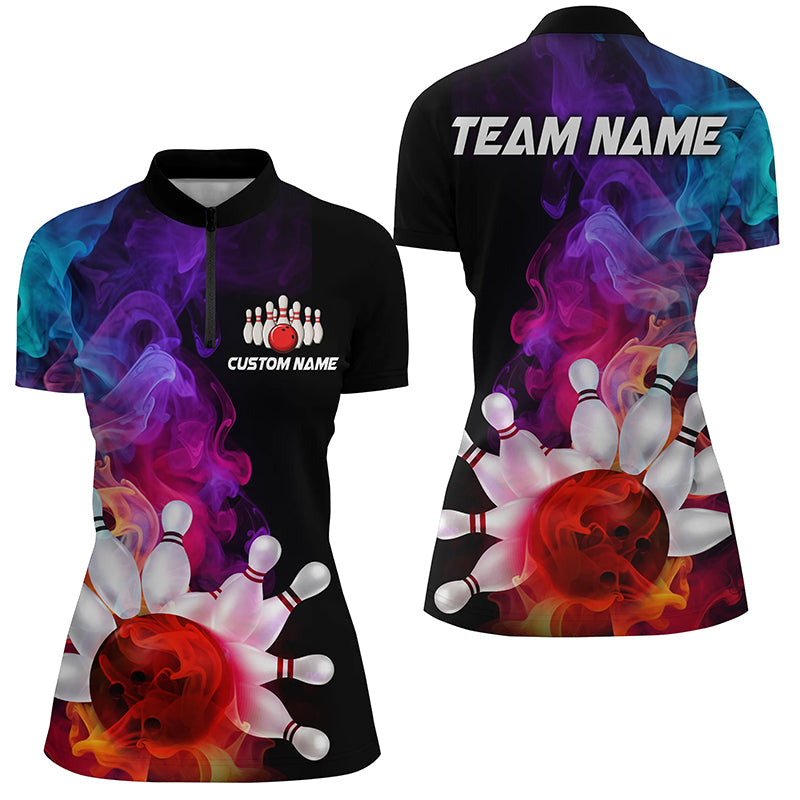 Women's Colourful Bowling Quarter Zip Jersey I5403