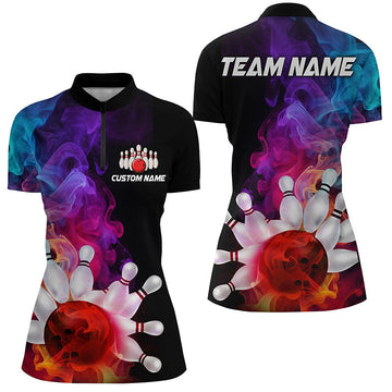 Women's Colourful Bowling Quarter Zip Jersey I5403