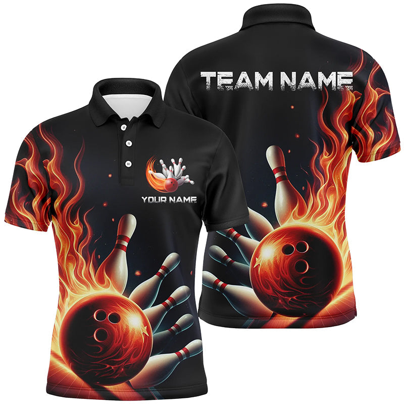 Personalised Red Flame Bowling Polo Shirt for Men and Women I5405