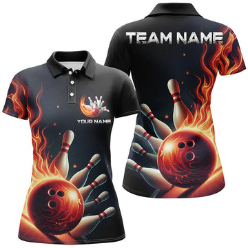 Women's Red Flame Bowling Polo Shirt I5405