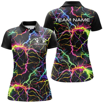 Rainbow Lightning Custom Bowling Polo Shirt for Women I6792