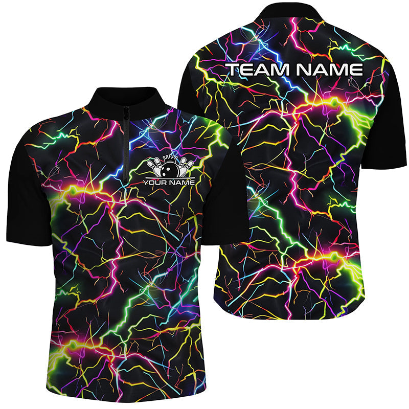 Rainbow Lightning Custom Bowling Quarter Zip for Men I6792
