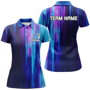 Galaxy Bowling Team Shirts for Women - Blue & Purple I6793