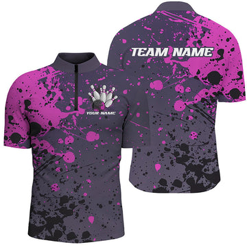 Men's Custom Purple Splatter Bowling Polo I7092