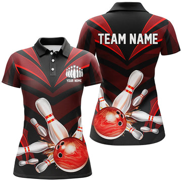 Red Women's Bowling Jersey - Custom Team Shirt I7105