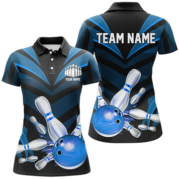 Blue Women's Bowling Jersey - Custom Team Shirt I7106
