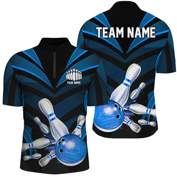 Blue Strike Bowling Jersey - Custom Team Shirts for Men and Women I7106