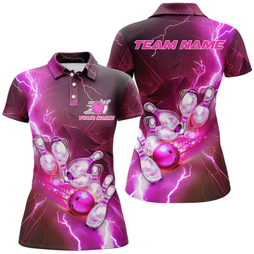 Custom Pink Bowling Polo Shirt for Women I5222