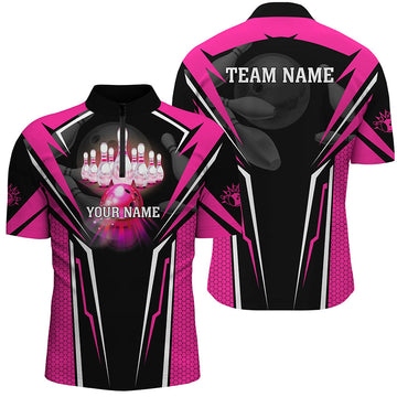 Men's Pink Bowling Polo Shirts - Custom Team Jerseys I5225