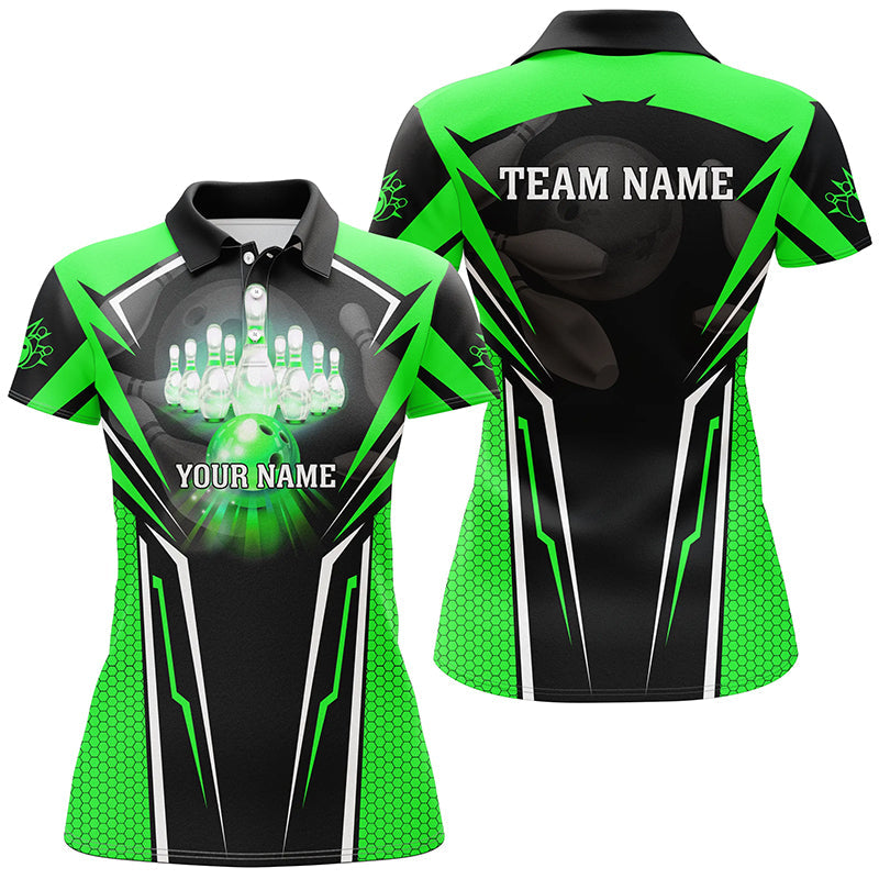 Women's Green Bowling Polo Shirts - Custom Team Jerseys I5226