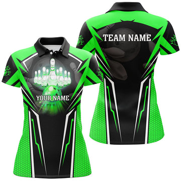 Women's Green Bowling Polo Shirts - Custom Team Jerseys I5226