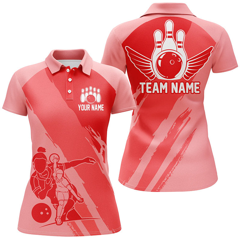 Red Bowling Shirts for Women - Custom Team Jerseys I4618