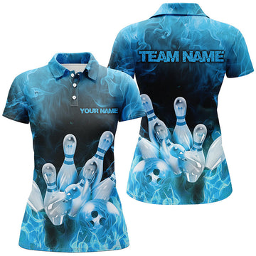 Women's Blue Flame Bowling League Shirts I7119