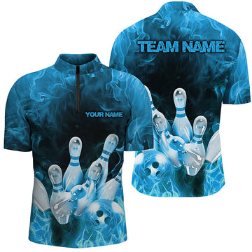 Men's Blue Flame Bowling League Shirts I7119