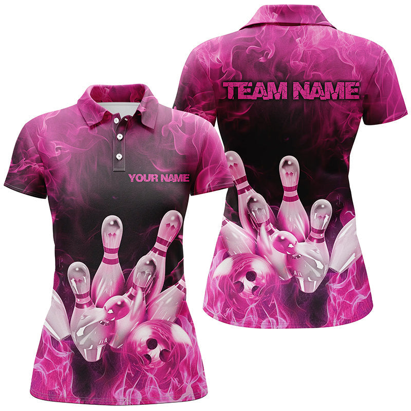 Women's Pink Flame Bowling Shirts I7120