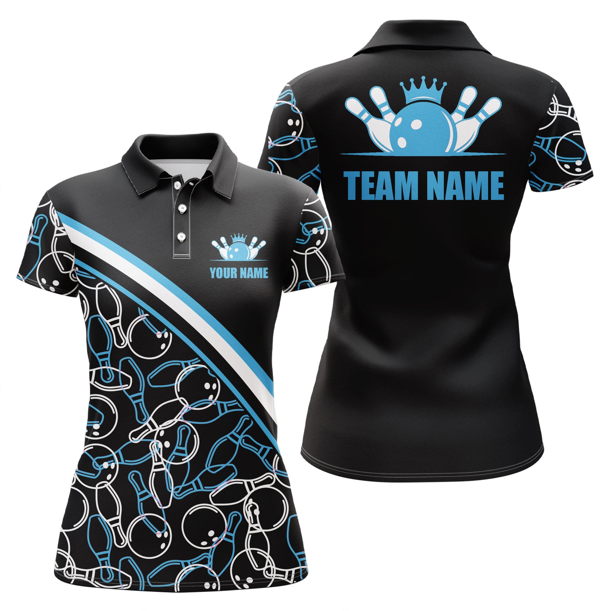 Women's Custom Bowling Shirts - Blue Bowling Queen Team Jerseys I4505