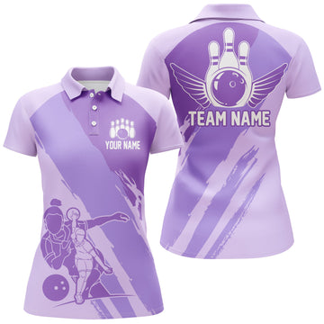 Women's Purple Bowling Team Shirts I4515