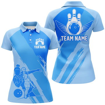 Women's Blue Bowling Team Shirts I4516