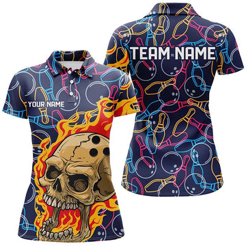Women's Custom Skull Bowling Team Shirts I4980