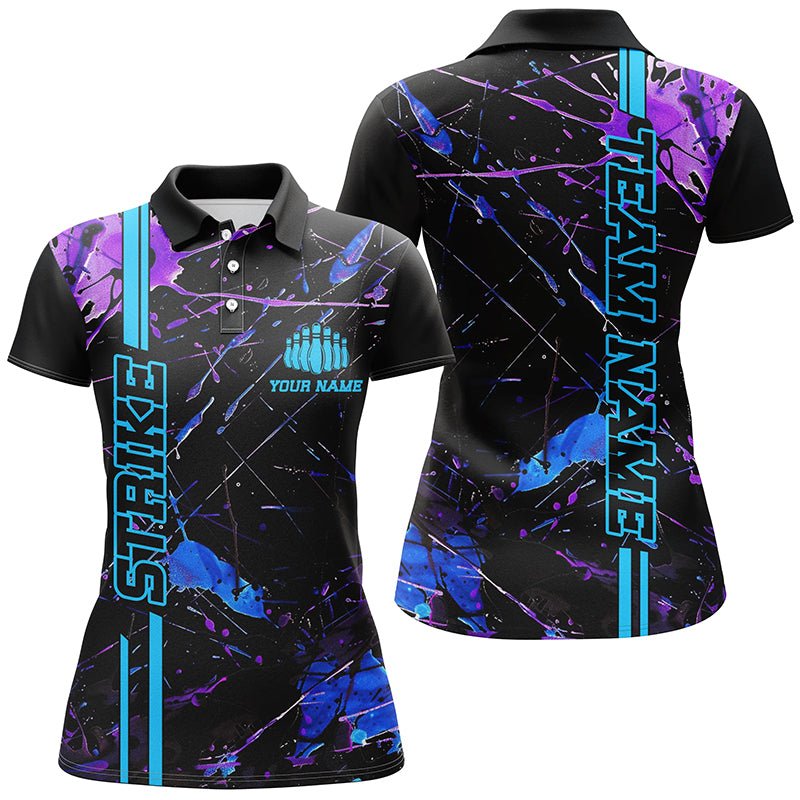 Women's Camo Bowling Team Shirts - Blue & Purple Strike I6425
