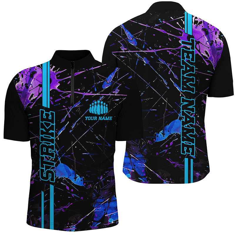 Custom Blue & Purple Camo Bowling Shirts for Men & Women I6425