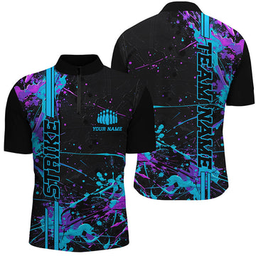 Custom Blue & Purple Camo Bowling Shirts for Men & Women I6426
