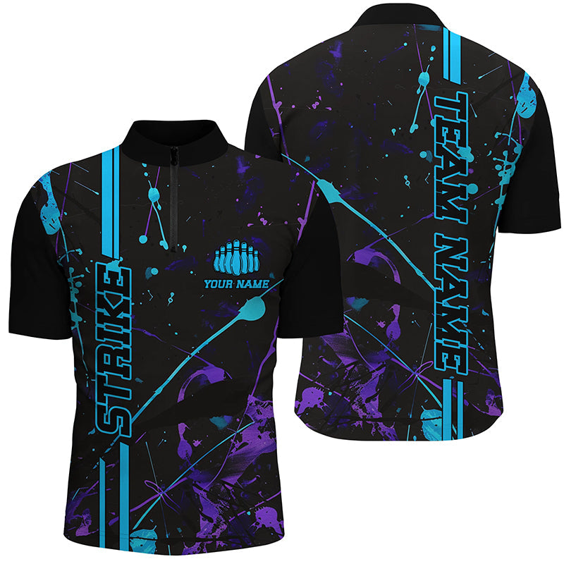 Custom Blue & Purple Camo Bowling Team Jerseys I6427