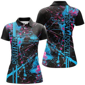 Women's Camo Bowling Team Jerseys - Blue & Pink Strike I6428