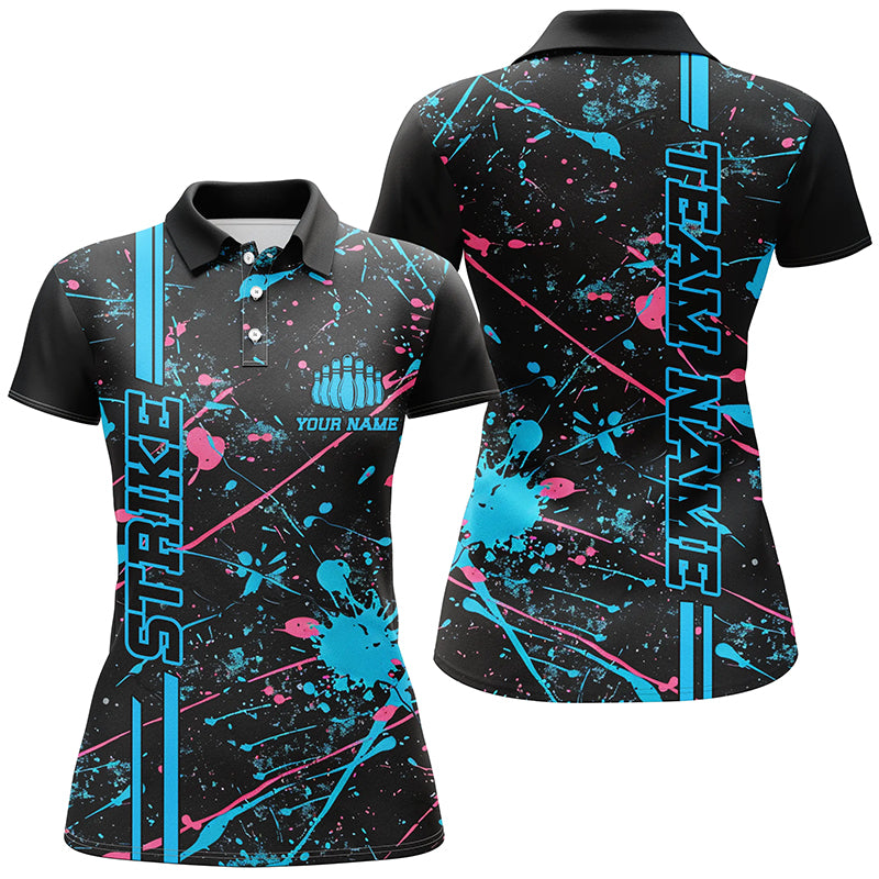 Custom Blue & Pink Camo Bowling Jerseys for Women I6430