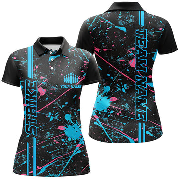 Custom Blue & Pink Camo Bowling Jerseys for Women I6430