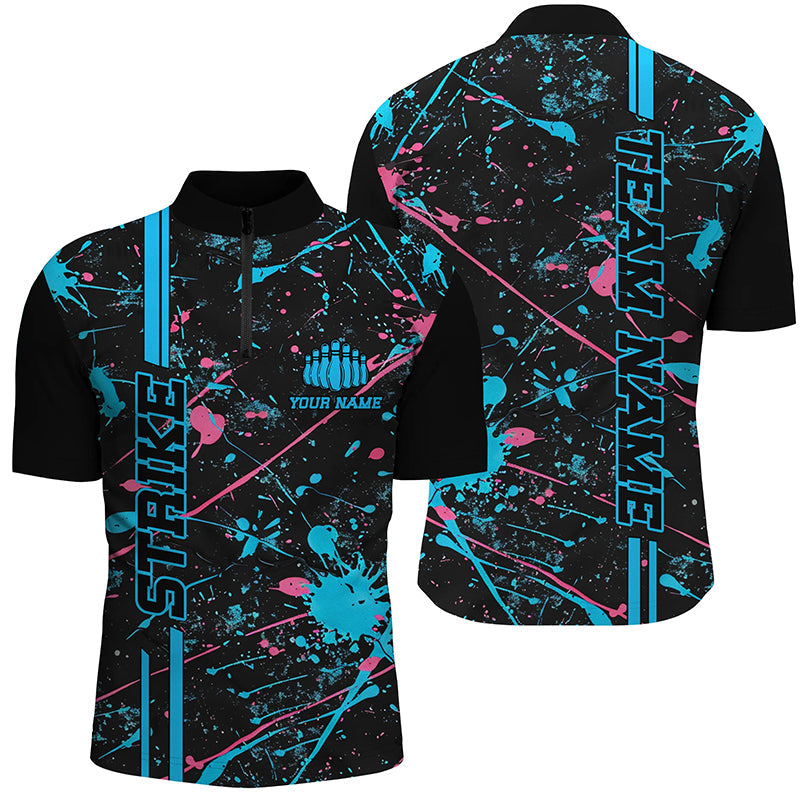 Custom Blue & Pink Camo Bowling Team Jerseys I6430