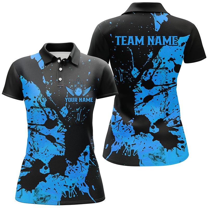 Women's Black and Blue Bowling Team Shirts I6431
