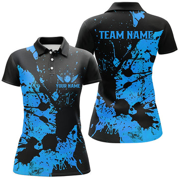 Women's Black and Blue Bowling Team Shirts I6431