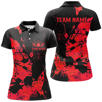 Women's Black and Red Bowling Team Shirts I6434