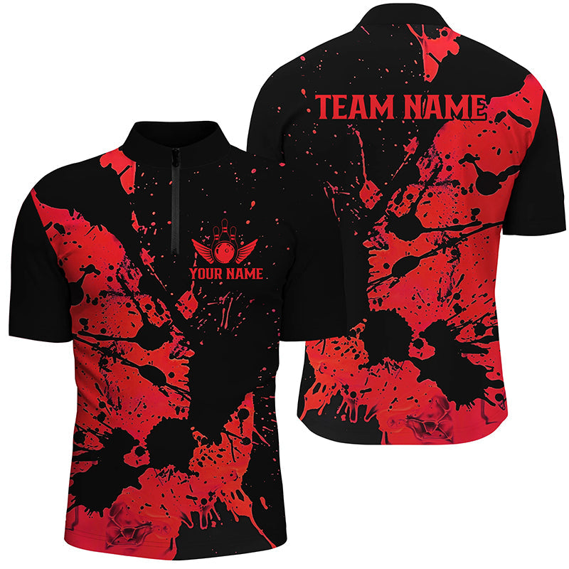 Custom Black & Red Bowling Team Shirts for Men & Women I6434