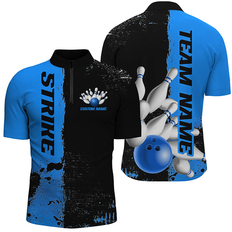 Black & Blue Strike Bowling Team Shirts for Men & Women I6437