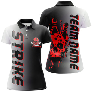 Red Skull Bowling Jerseys for Women - Custom Team Shirts I6440