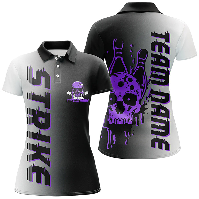 Women's Purple Skull Bowling Team Shirts I6441