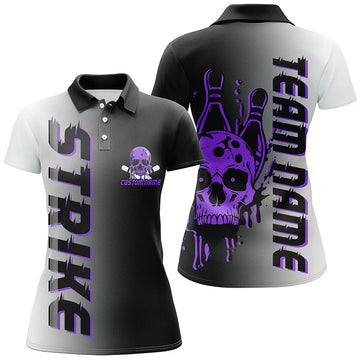 Women's Purple Skull Bowling Team Shirts I6441