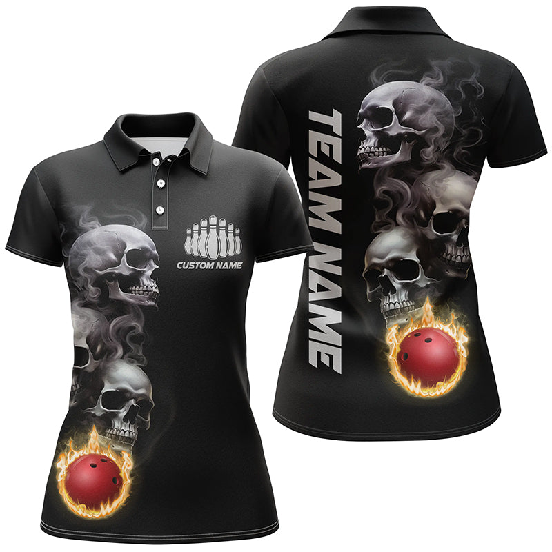 Skull Tattoo Flame Women's Bowling Polo Shirt I5251