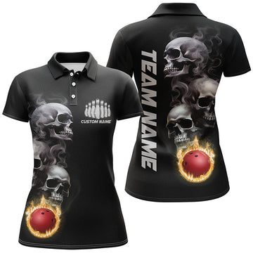 Skull Tattoo Flame Women's Bowling Polo Shirt I5251