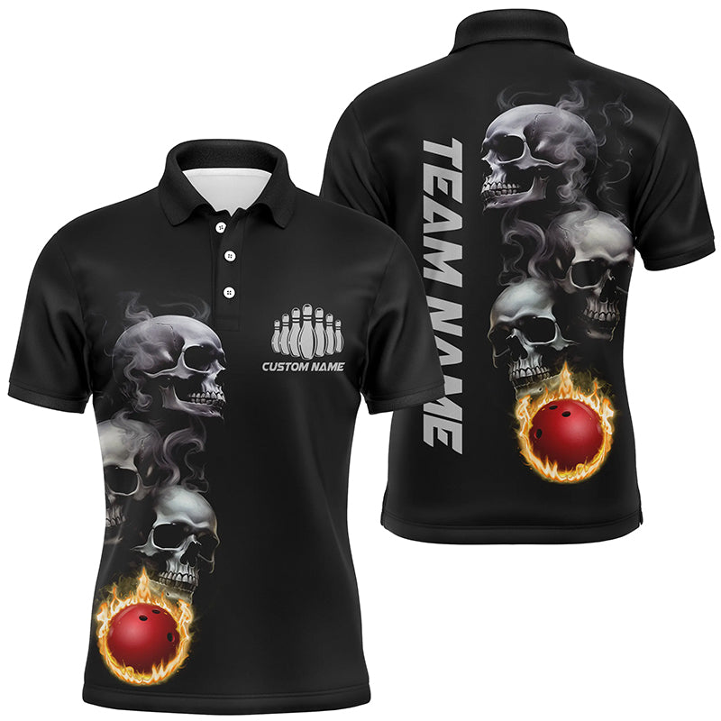 Skull Tattoo Flame Men's Bowling Polo Shirt - Personalised Team Outfit I5251