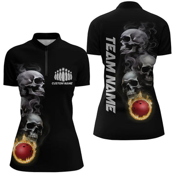 Skull Tattoo Flame Women's Polo Bowling Shirt I5251