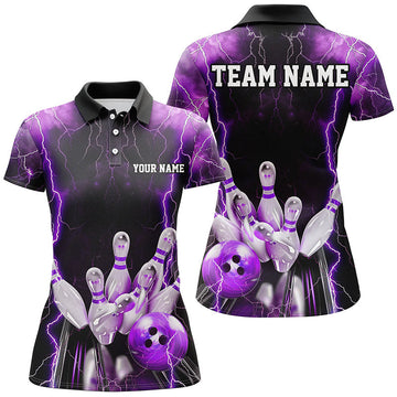 Black & Purple Thunder Ladies Bowling Shirt I7160