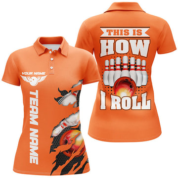 Custom Orange Bowling Polo Shirt for Women I5268