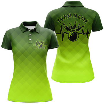 Women's Custom Green Argyle Bowling Team Shirts I6443