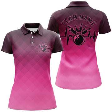 Women's Custom Pink Argyle Bowling Team Shirts I6444