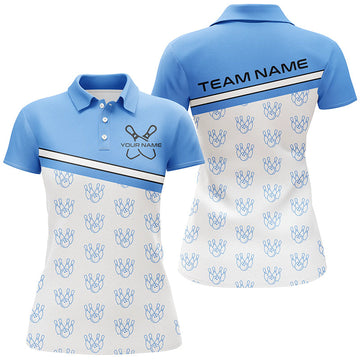 Women's Custom Blue Bowling Shirts I6963