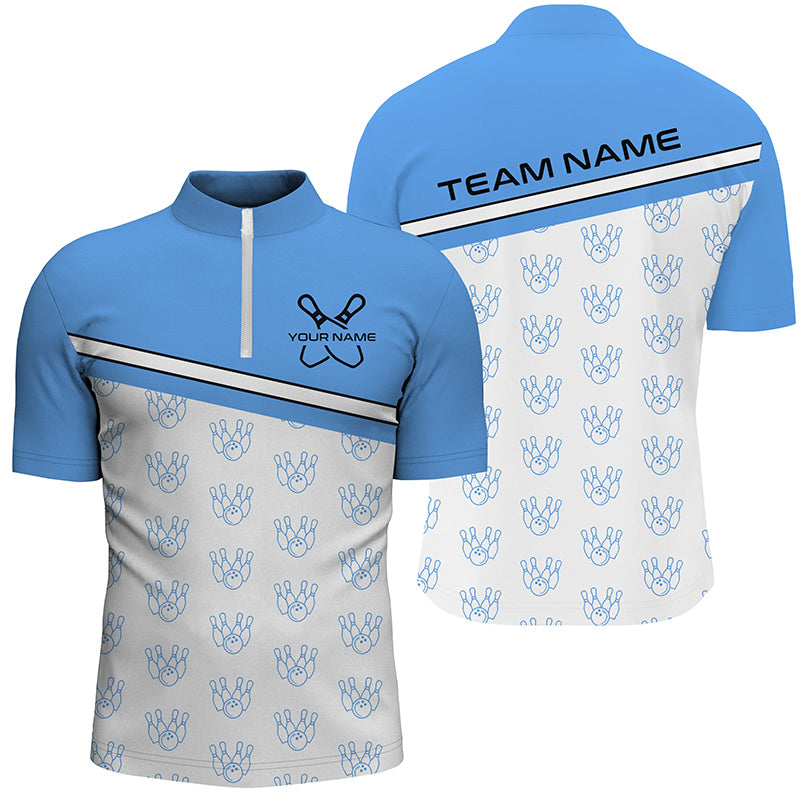 Men's Custom Blue Bowling League Shirts I6963